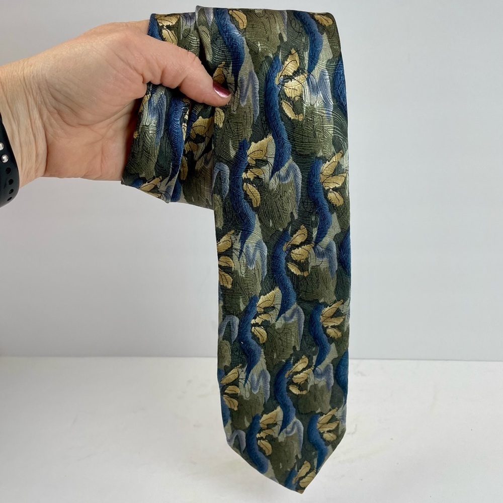 J.GARCIA Tie Banyan Trees II Fourteen collection silk blue green